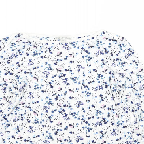 Target Womens White Floral  Basic T-Shirt Size 10