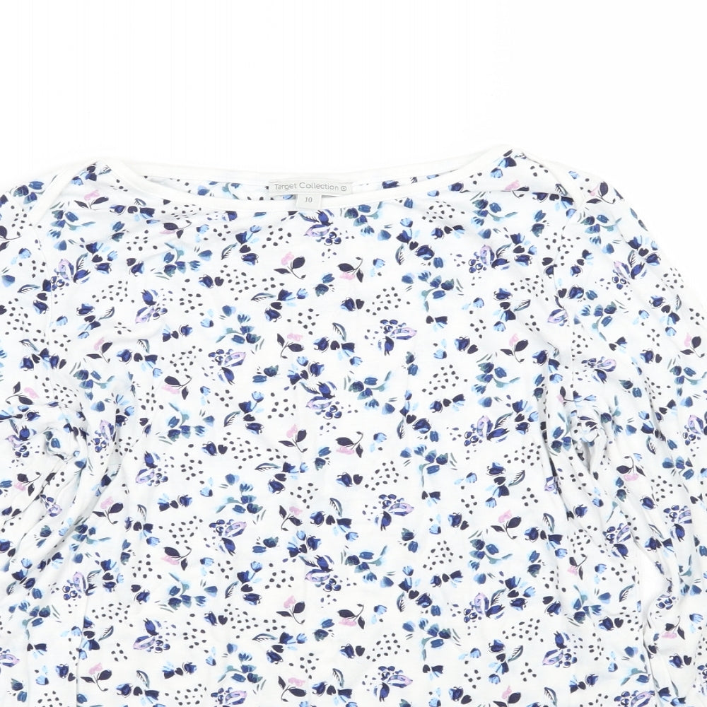 Target Womens White Floral  Basic T-Shirt Size 10