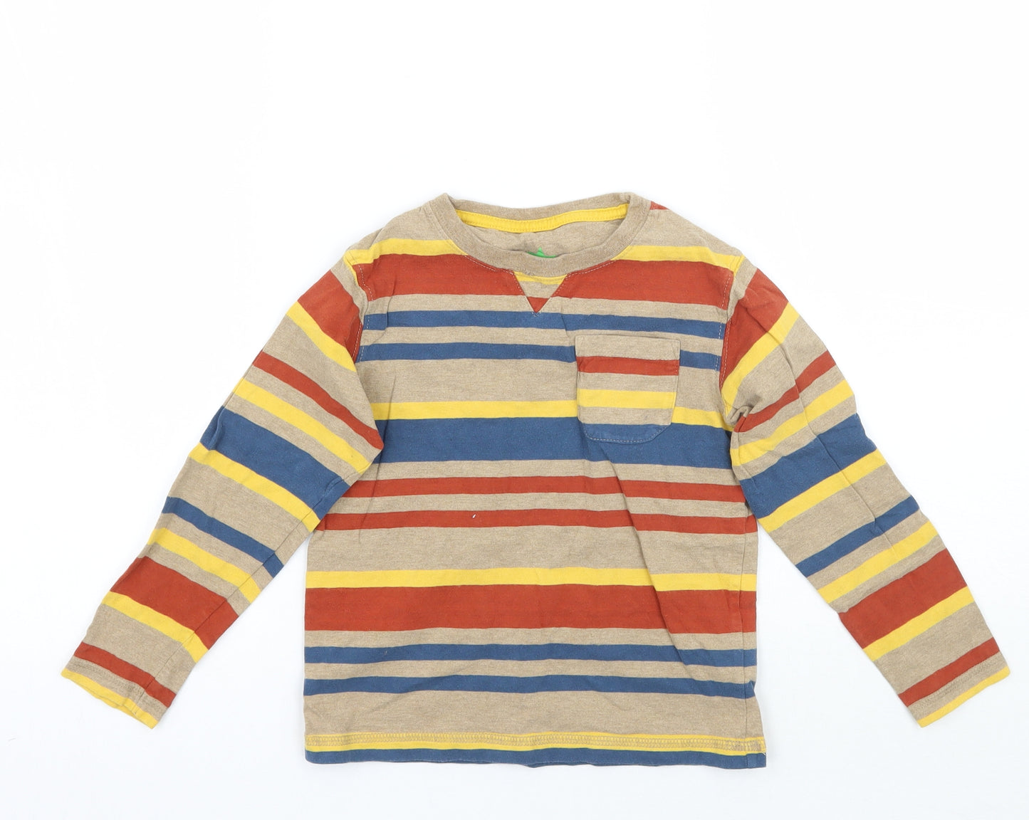 John Lewis Boys Brown Striped  Basic T-Shirt Size 5 Years