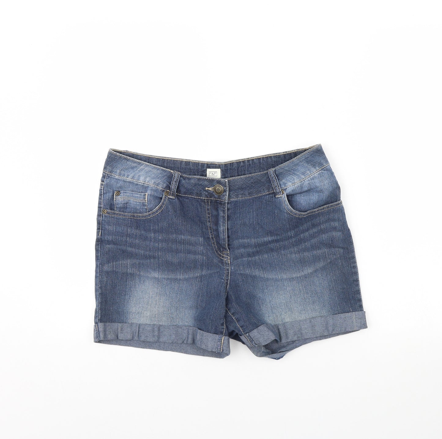 F&F Womens Blue  Denim Cut-Off Shorts Size 12