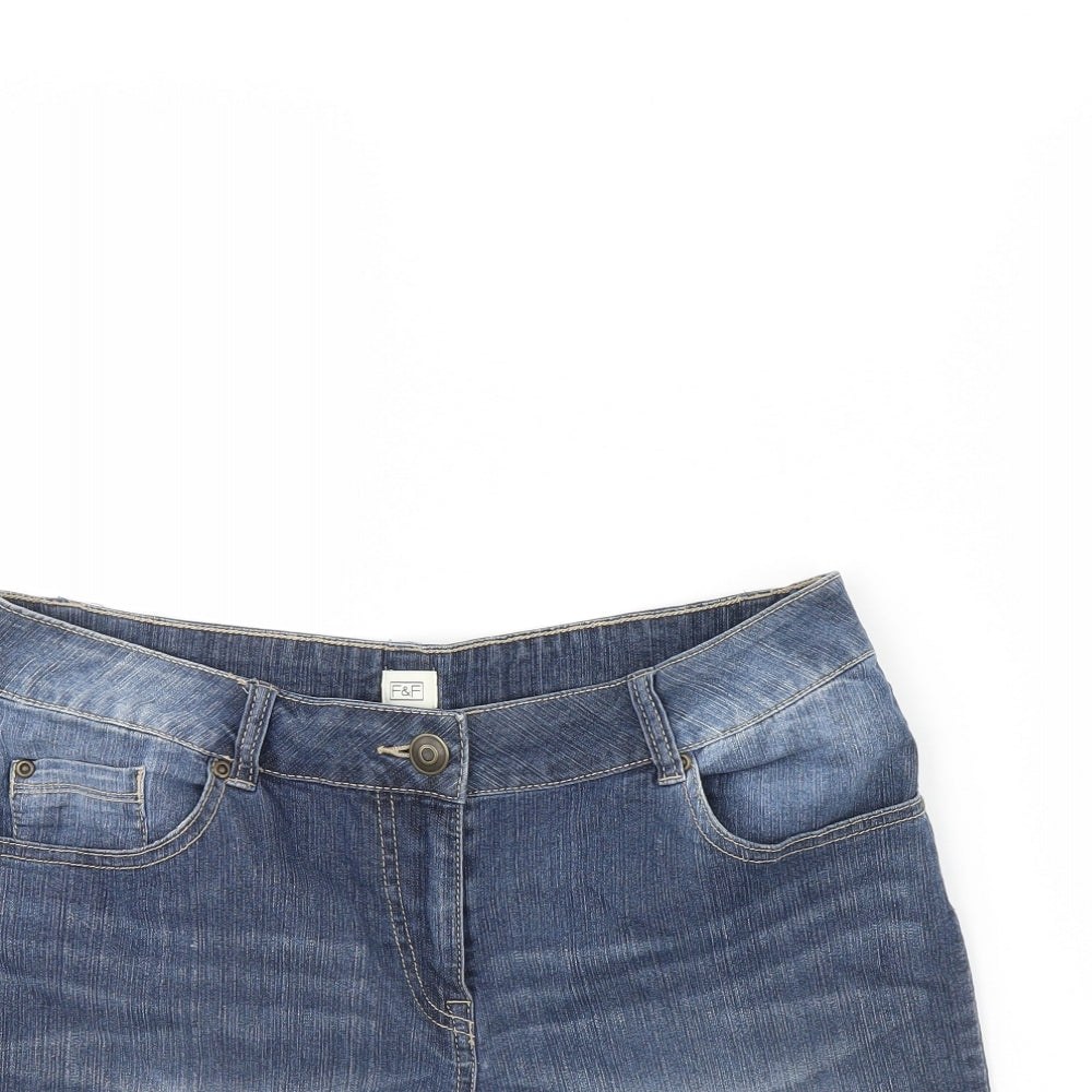 F&F Womens Blue  Denim Cut-Off Shorts Size 12