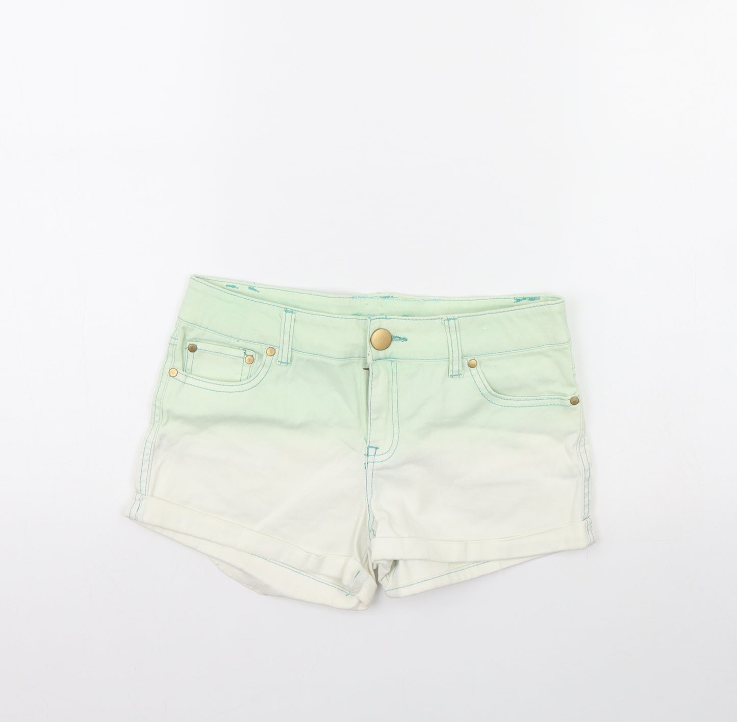 Denim co Girls Green   Cut-Off Shorts Size 11 Years