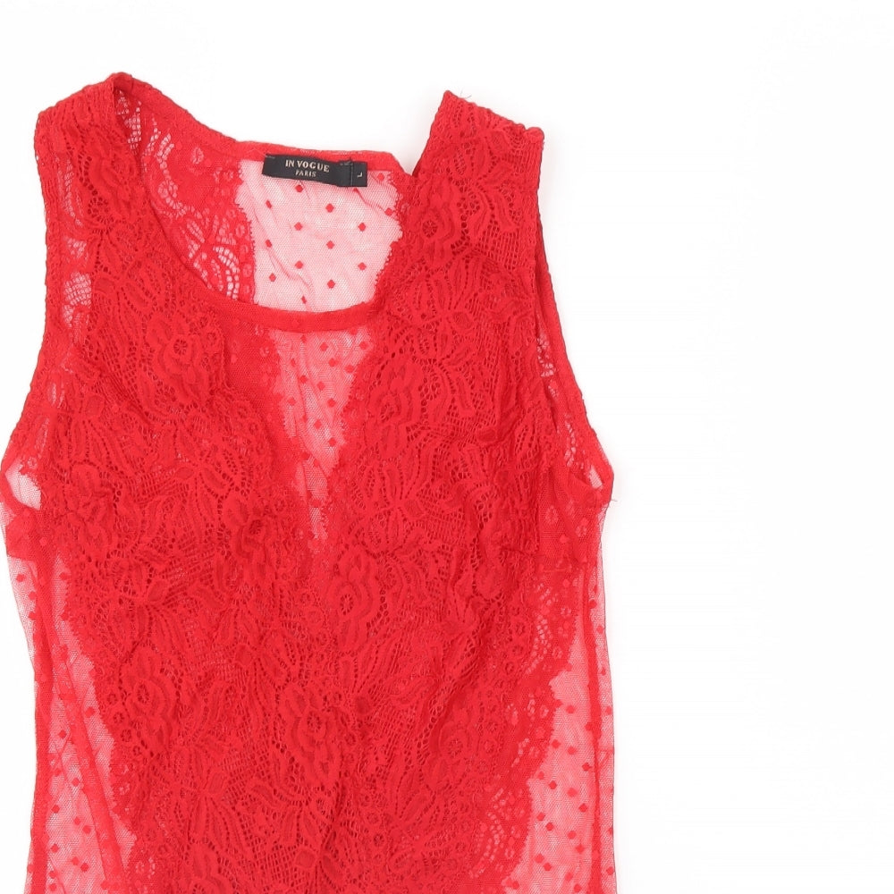 Vogue Paris Womens Red   Bodysuit One-Piece Size L