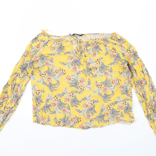 Peacocks Womens Yellow Floral  Basic Blouse Size 12