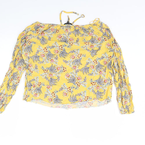 Peacocks Womens Yellow Floral  Basic Blouse Size 12