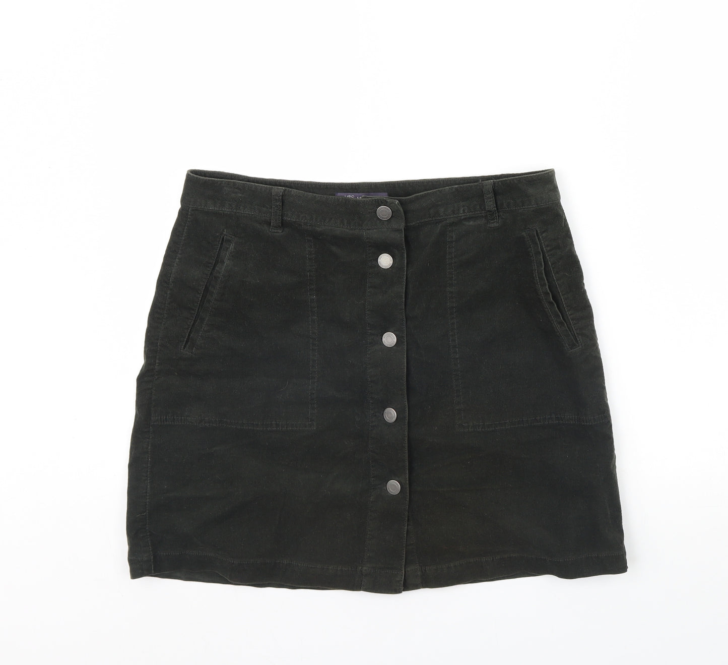M&S Womens Green  Corduroy Mini Skirt Size 14