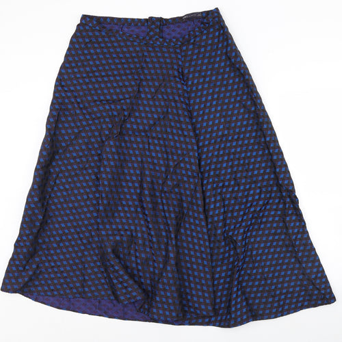 M&S Womens Blue Geometric  Flare Skirt Size 16