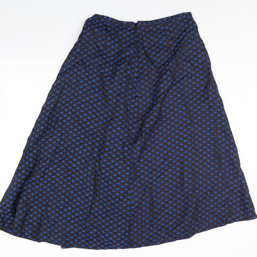 M&S Womens Blue Geometric  Flare Skirt Size 16