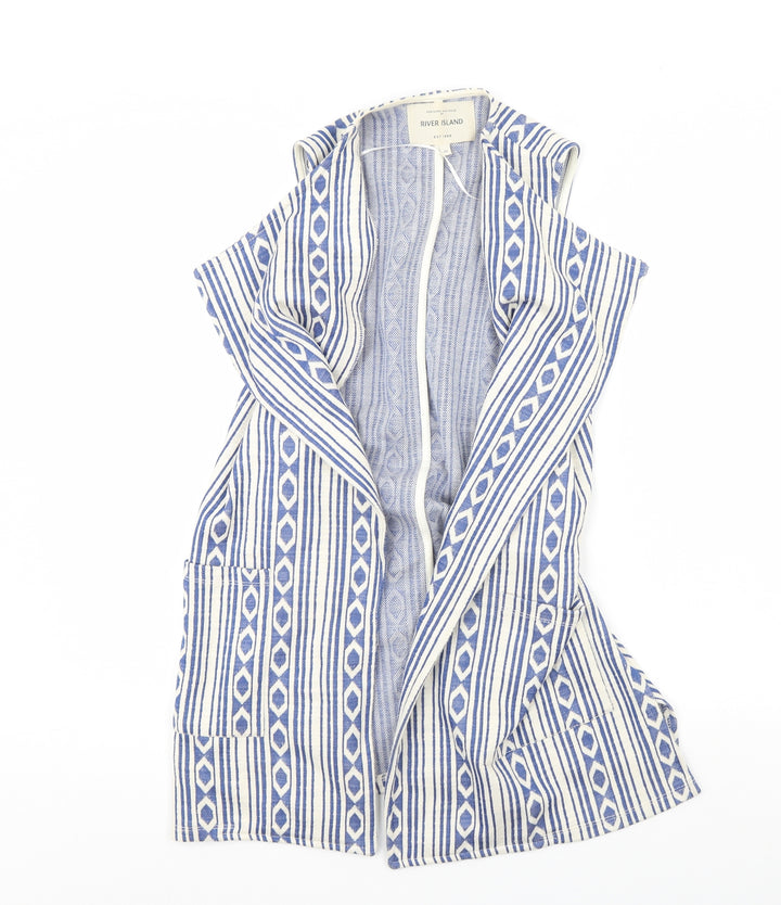 River Island Womens Ivory Striped  Gilet Jacket Size 10