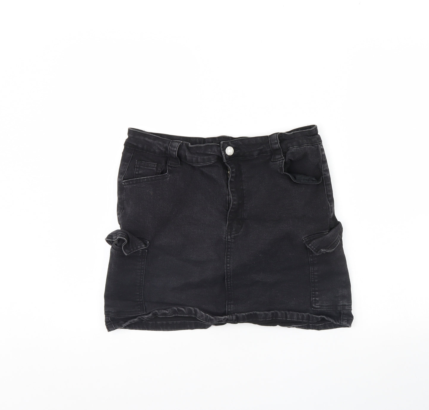 Pretty little thing Womens Black  Denim Mini Skirt Size 14