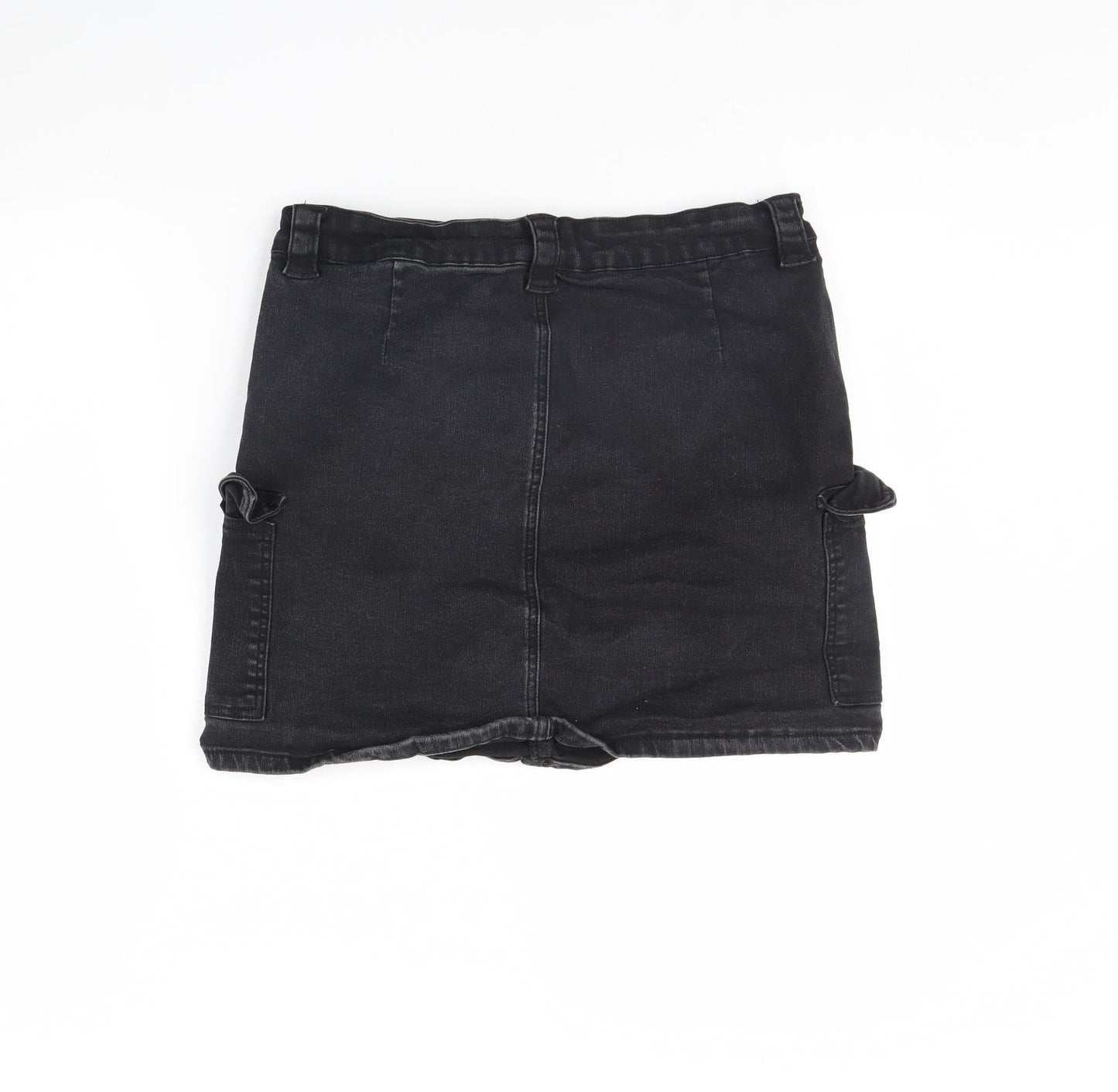 Pretty little thing Womens Black  Denim Mini Skirt Size 14