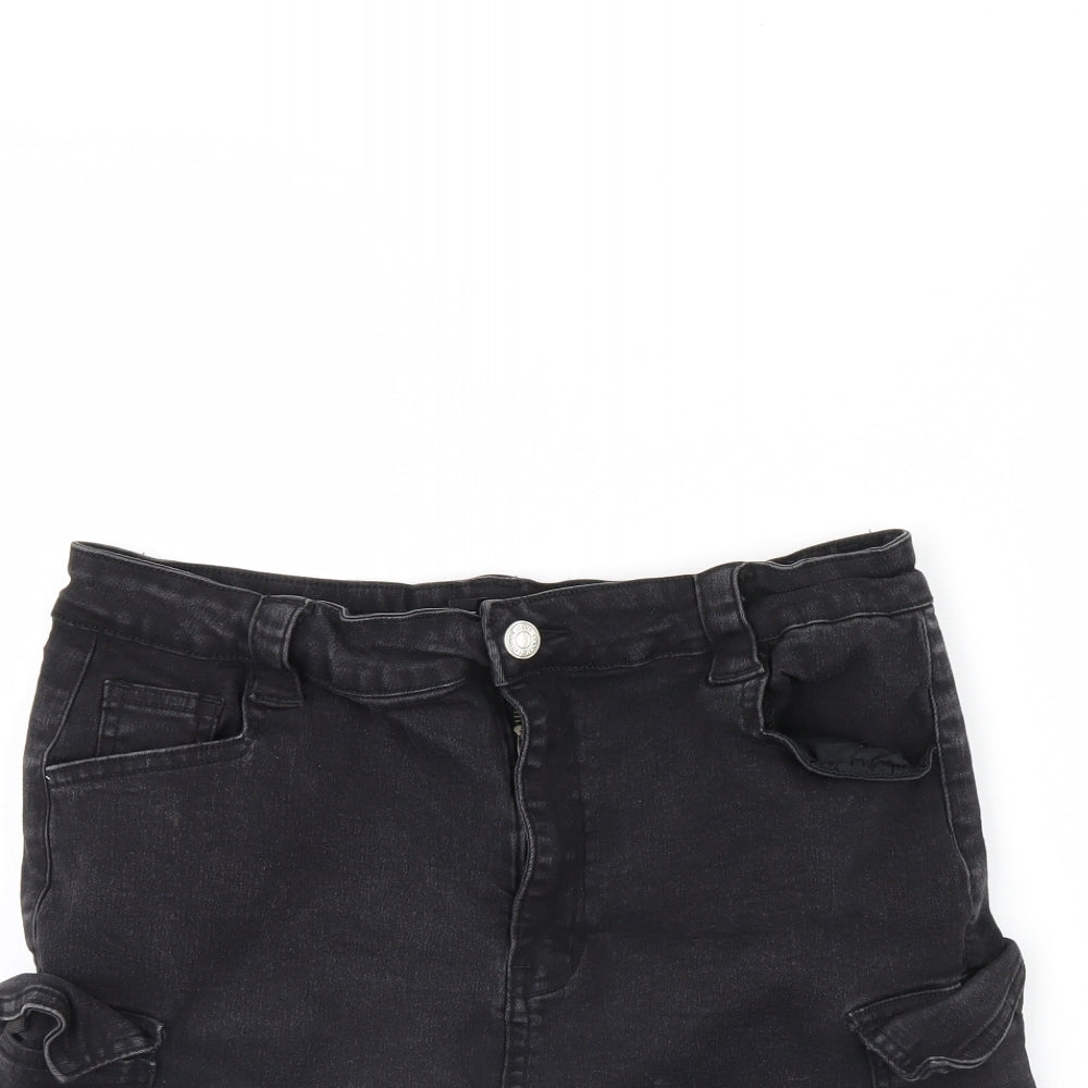 Pretty little thing Womens Black  Denim Mini Skirt Size 14