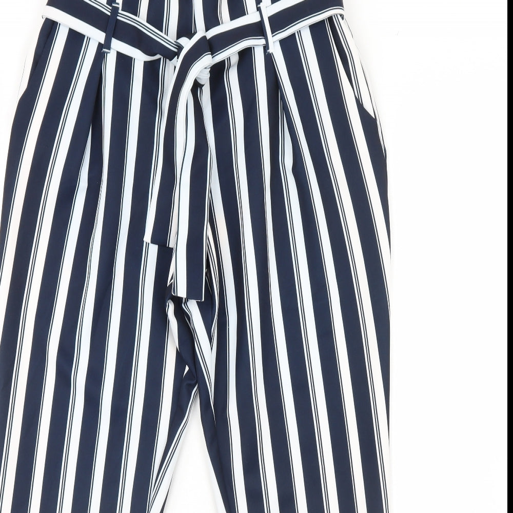River Island Womens Blue Striped  Trousers  Size 10 L28 in