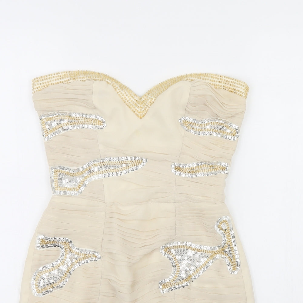Lipsy Womens Beige   Bodycon  Size 8