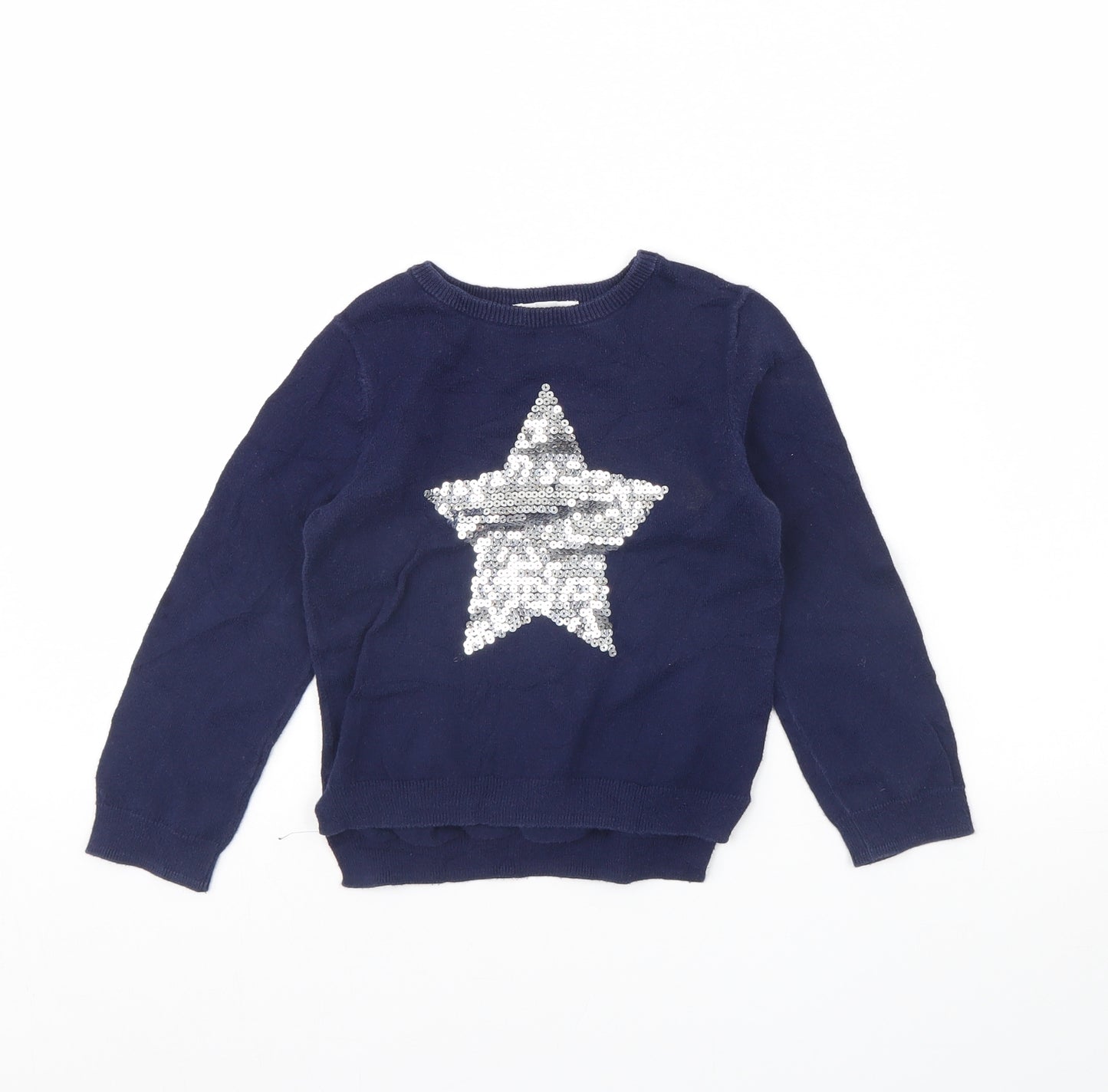 H&M Girls Blue   Pullover Jumper Size 2 Years  - star