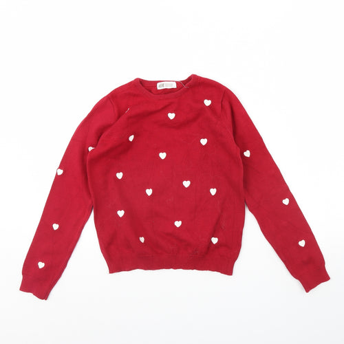 H&M Girls Red   Pullover Jumper Size 8 Years