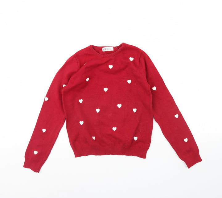H&M Girls Red   Pullover Jumper Size 8 Years