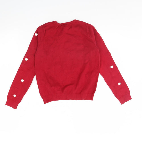 H&M Girls Red   Pullover Jumper Size 8 Years