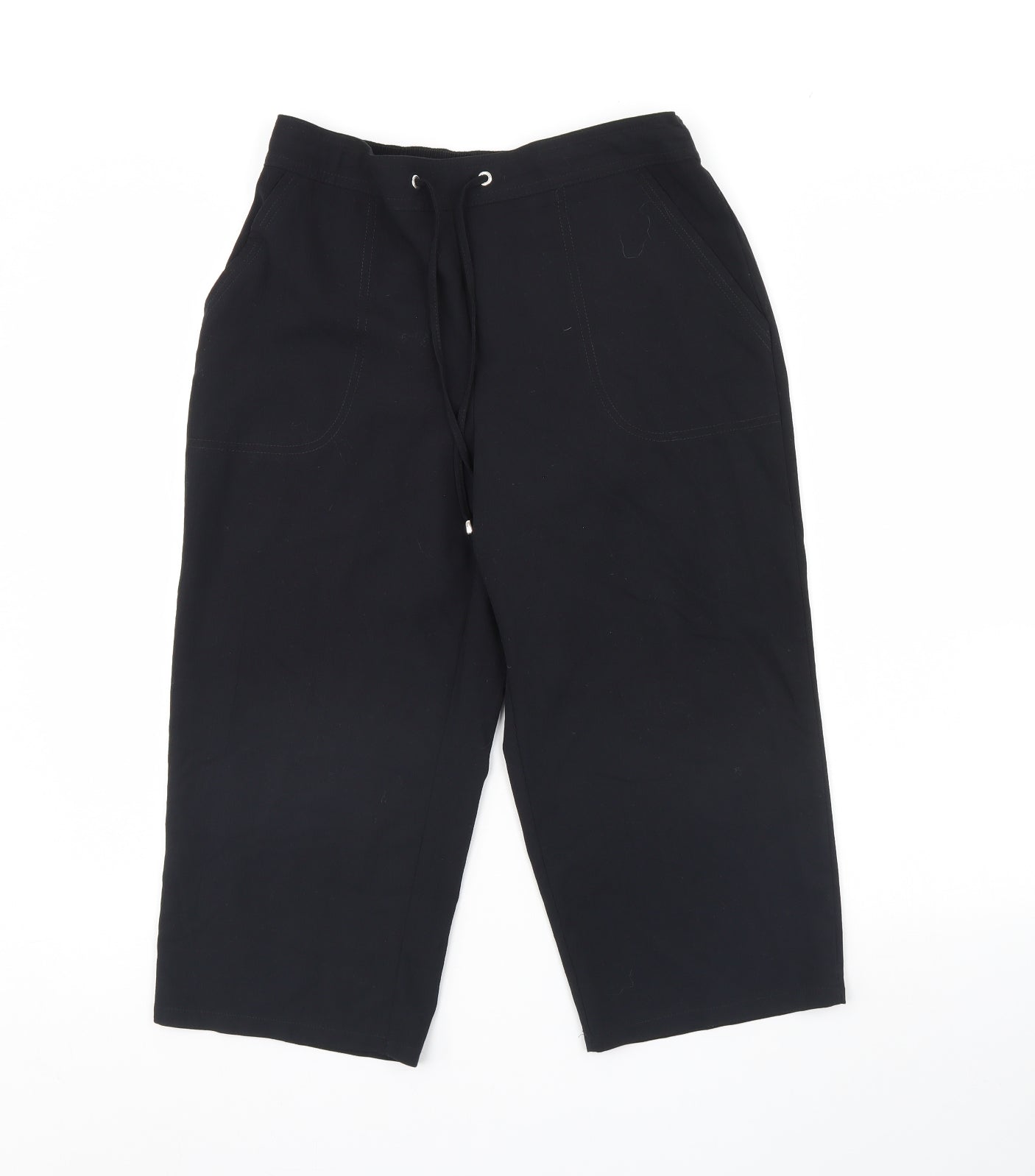 Papaya Womens Black   Cropped Trousers Size 10 L20 in