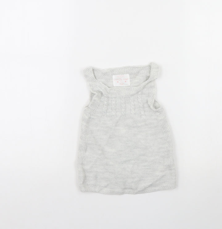 F&F Girls Grey Jumper Dress Size 9-12 Months