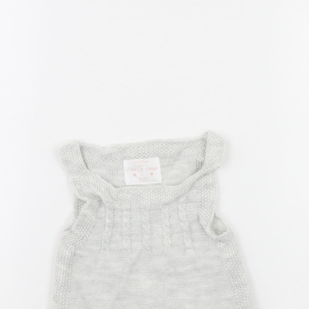 F&F Girls Grey   Jumper Dress  Size 9-12 Months