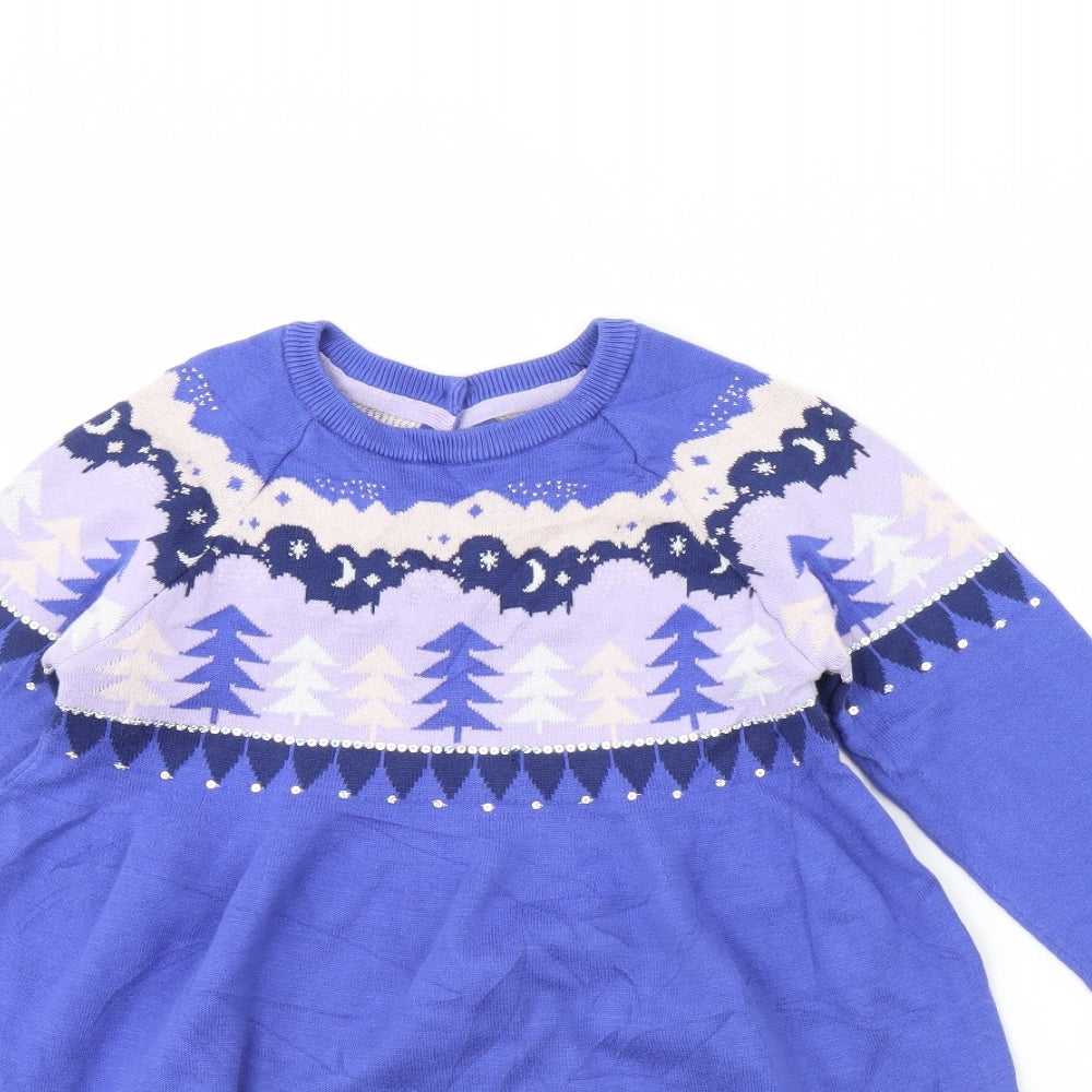 m&s Girls Blue   Jumper Dress  Size 6 Years