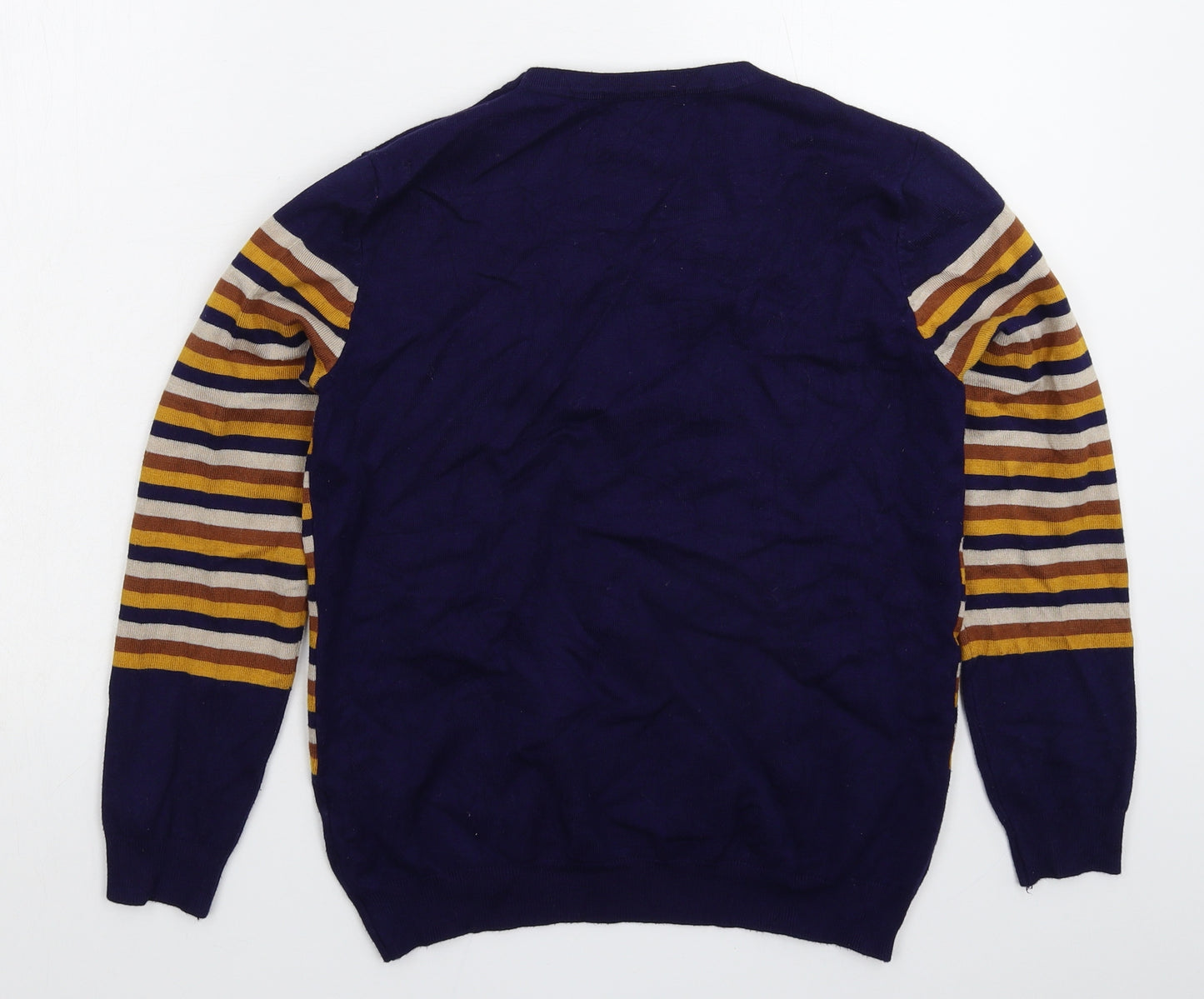 Pebble Bay Womens Blue Striped Knit Pullover Jumper Size M