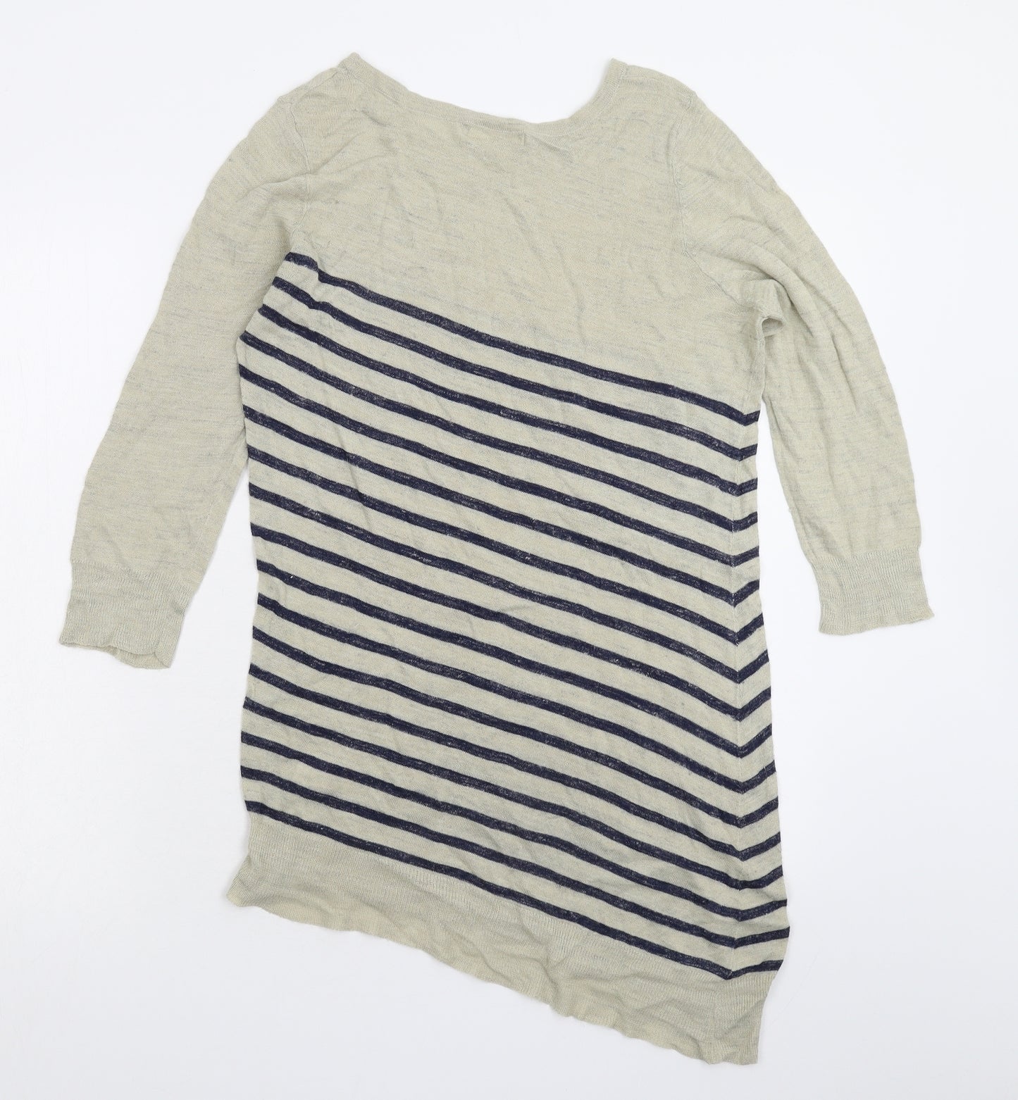 Marks and Spencer Womens Grey Striped Knit Pullover Jumper Size 12