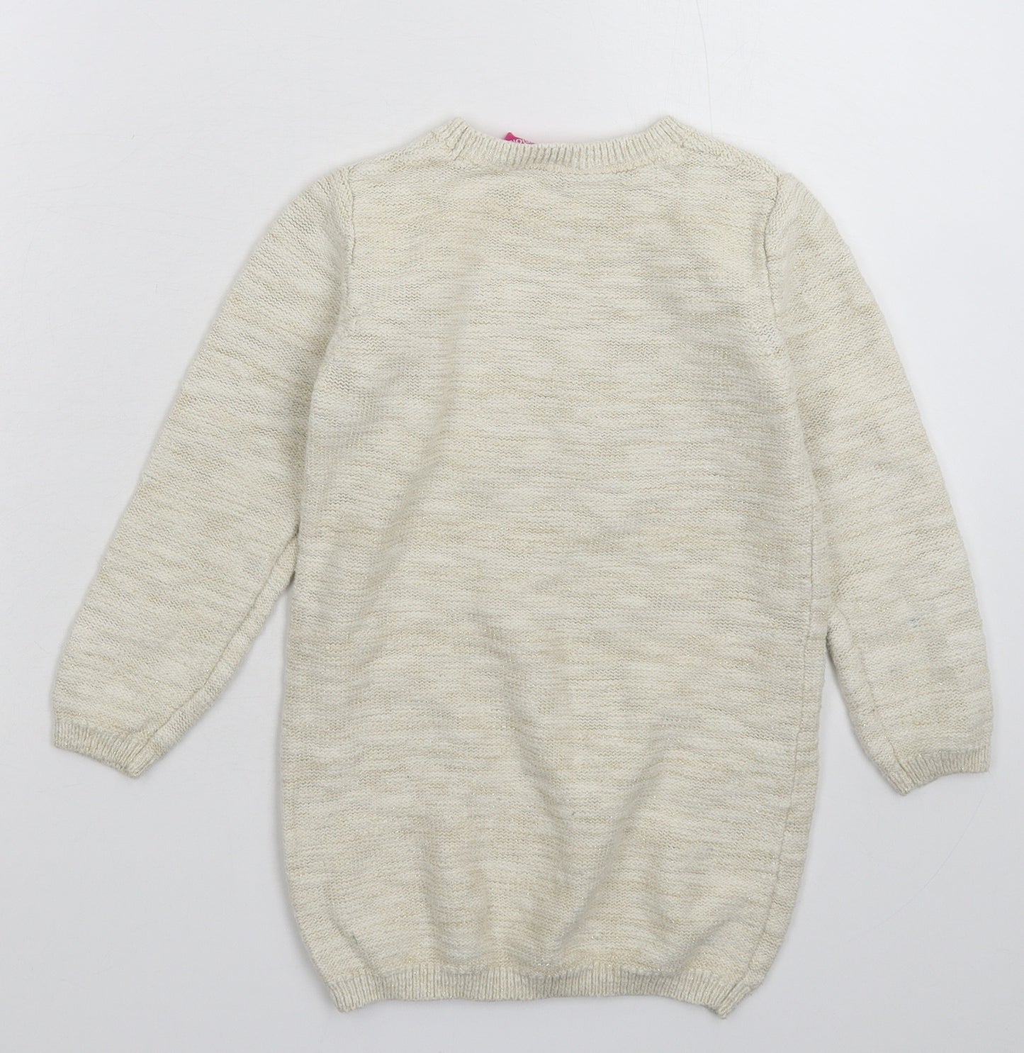Young Dimension Girls Beige  Knit Jumper Dress  Size 6-7 Years