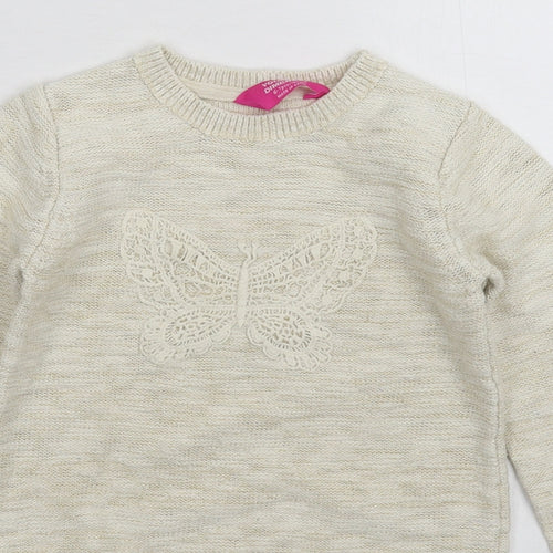 Young Dimension Girls Beige  Knit Jumper Dress  Size 6-7 Years