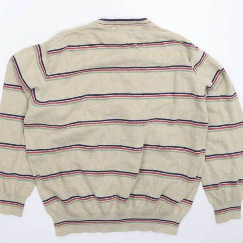Peter Christian Mens Grey Striped Knit Pullover Jumper Size XL