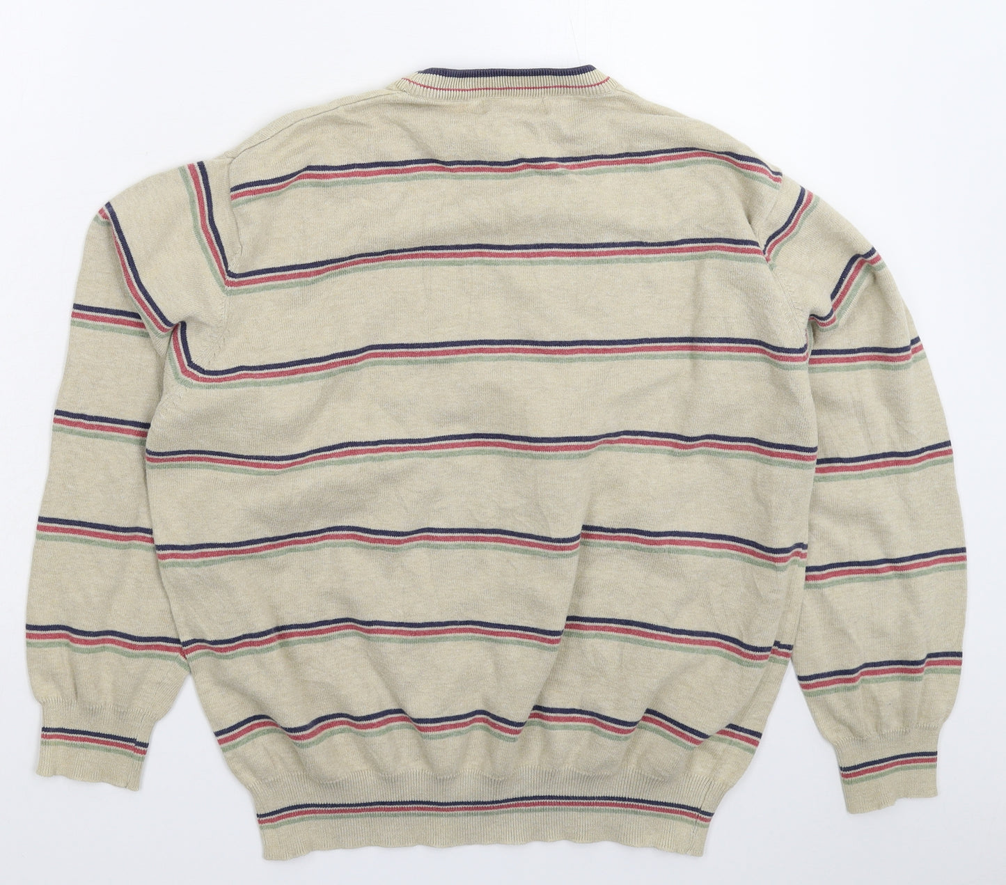 Peter Christian Mens Grey Striped Knit Pullover Jumper Size XL
