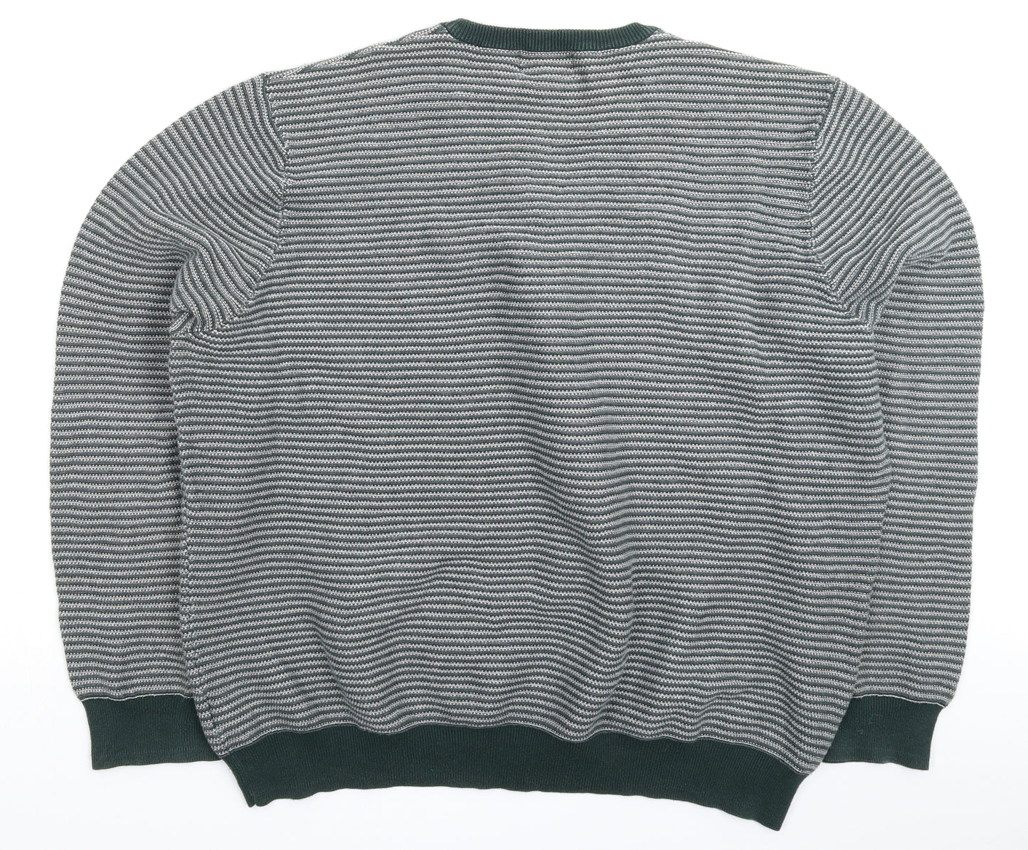 Marks and Spencer Mens Green Striped Knit Pullover Jumper Size 2XL