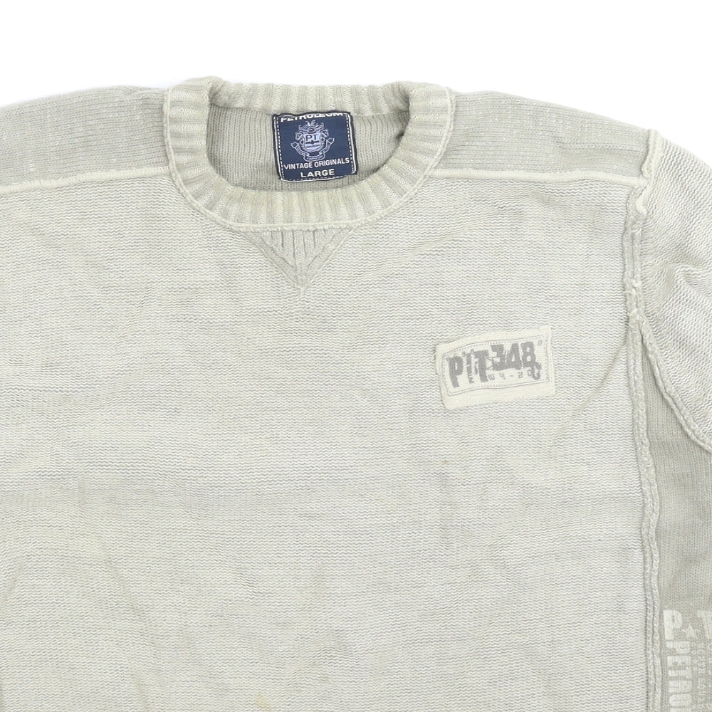 Petroleum Mens Green  Knit Pullover Jumper Size L