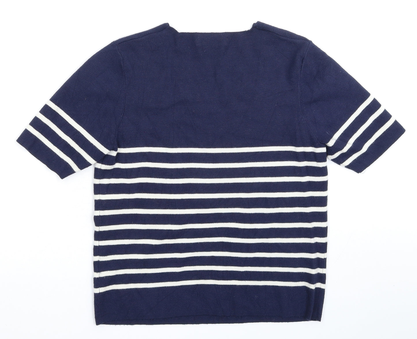 Marks and Spencer Womens Blue Striped Knit Pullover Jumper Size 12