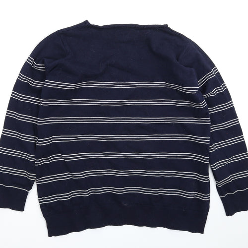 EWM Womens Blue Striped Knit Pullover Jumper Size 20