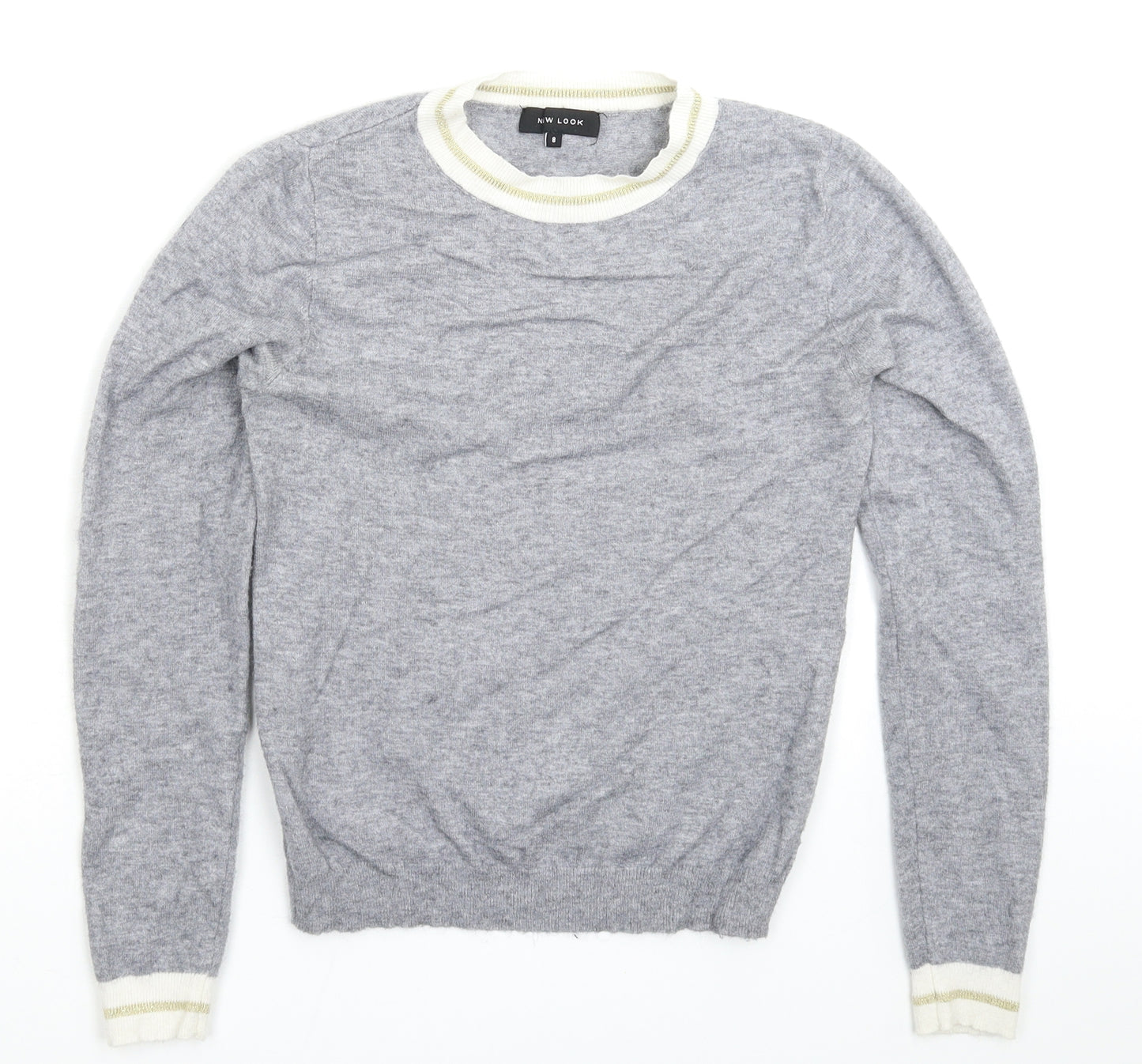 New Look Womens Grey  Knit Pullover Jumper Size 8