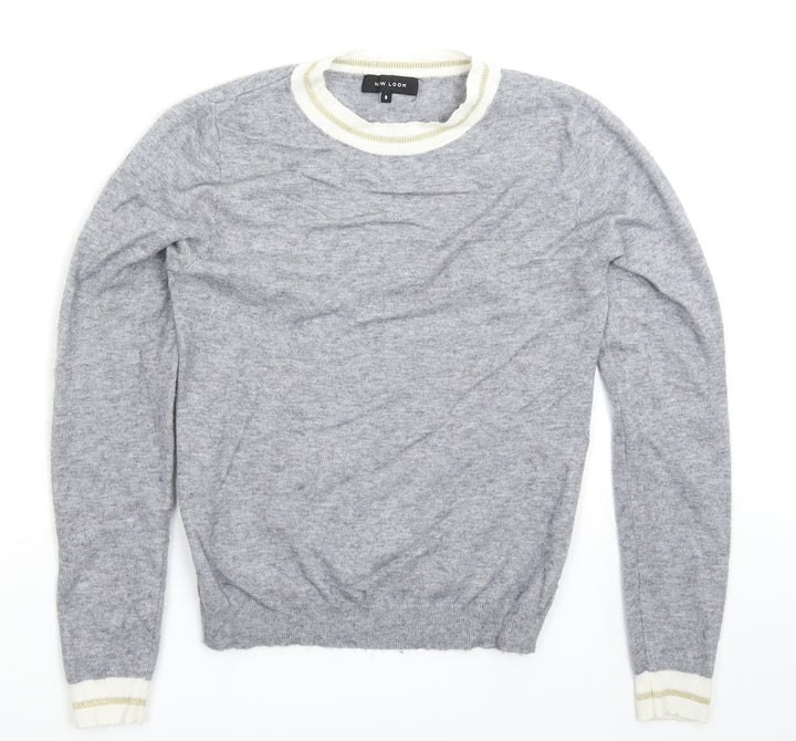 New Look Womens Grey  Knit Pullover Jumper Size 8