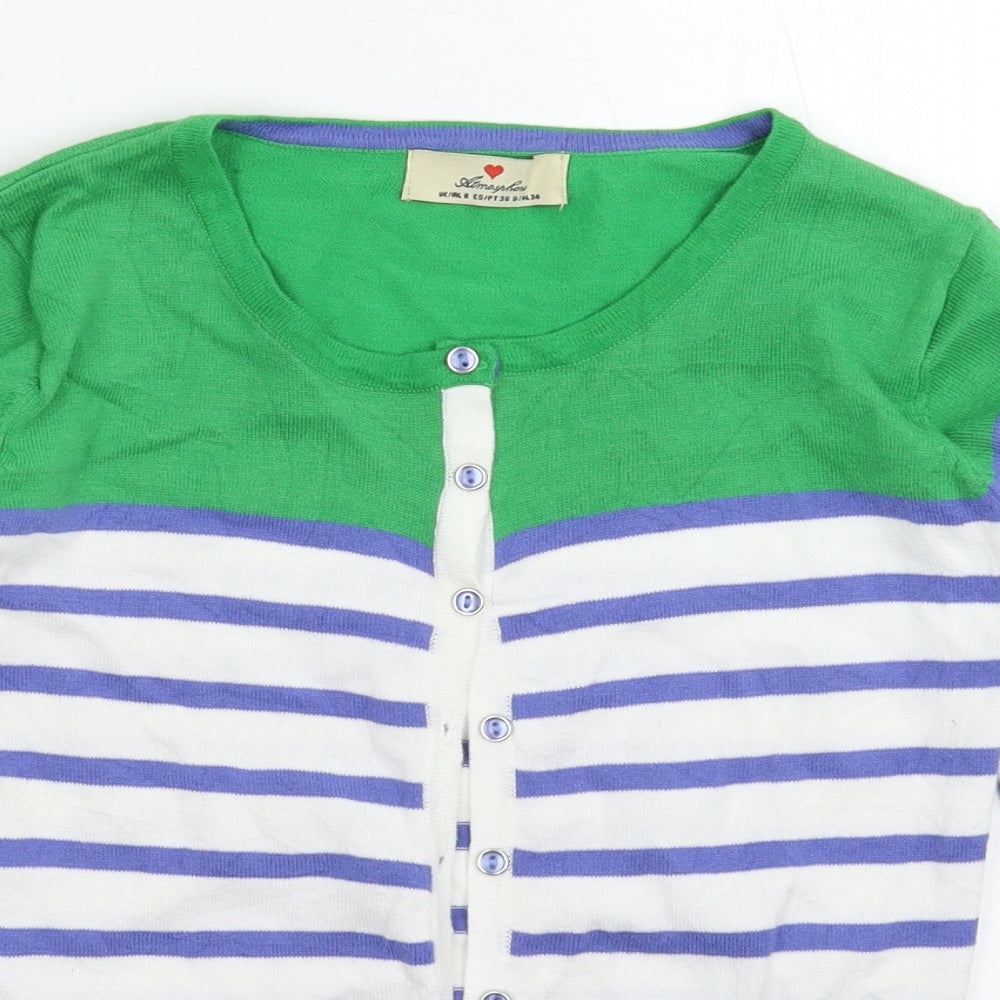 Atmosphere Womens Multicoloured Striped Knit Cardigan Jumper Size 8