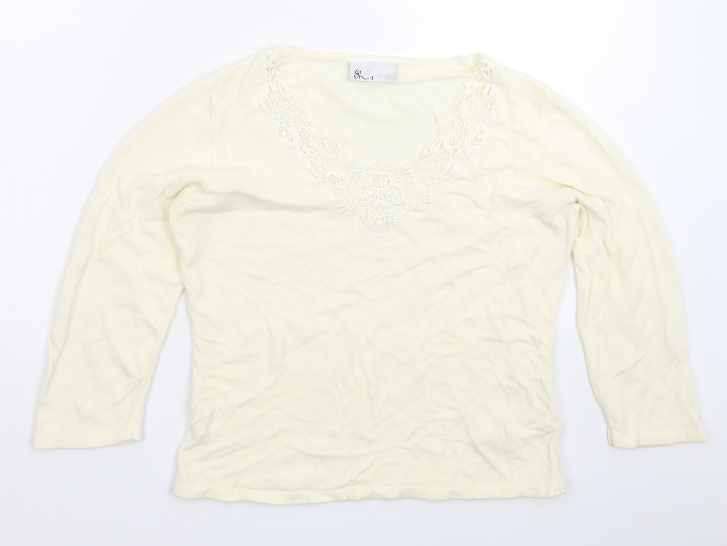 BHS Womens White  Knit Pullover Jumper Size 12