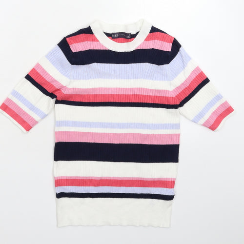 Marks and Spencer Womens Multicoloured Striped Knit Pullover Jumper Size 10