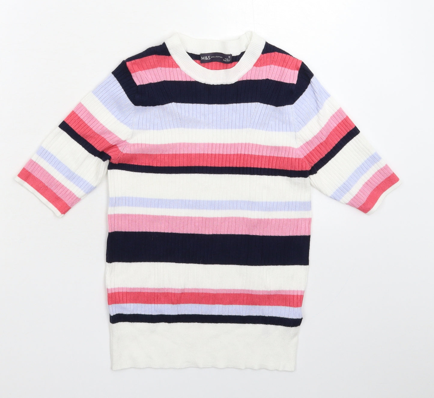 Marks and Spencer Womens Multicoloured Striped Knit Pullover Jumper Size 10