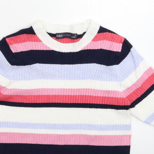 Marks and Spencer Womens Multicoloured Striped Knit Pullover Jumper Size 10