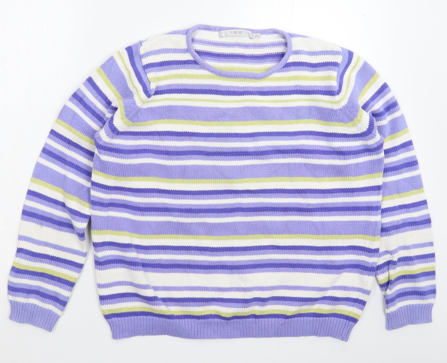 EWM Womens Multicoloured Striped Knit Pullover Jumper Size 20