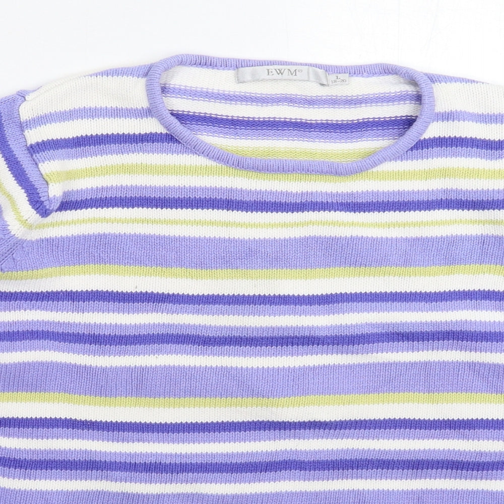 EWM Womens Multicoloured Striped Knit Pullover Jumper Size 20