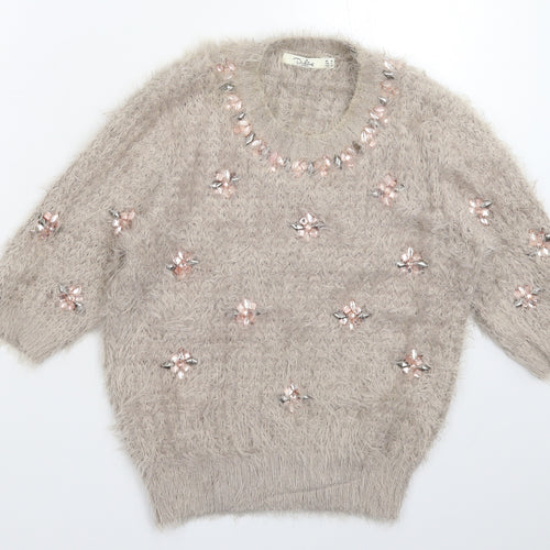 Darling Womens Grey  Knit Pullover Jumper Size 10