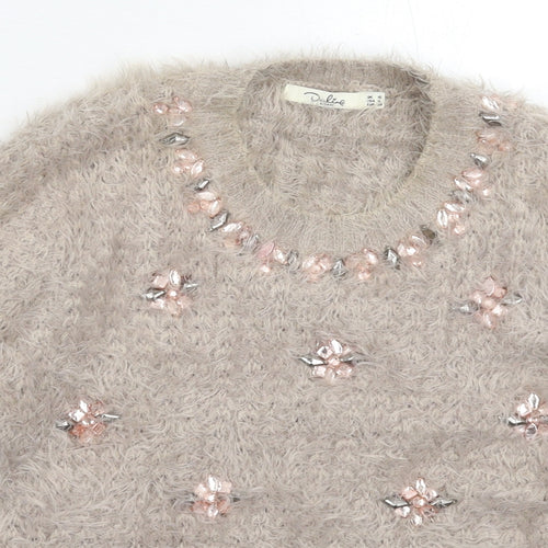 Darling Womens Grey  Knit Pullover Jumper Size 10