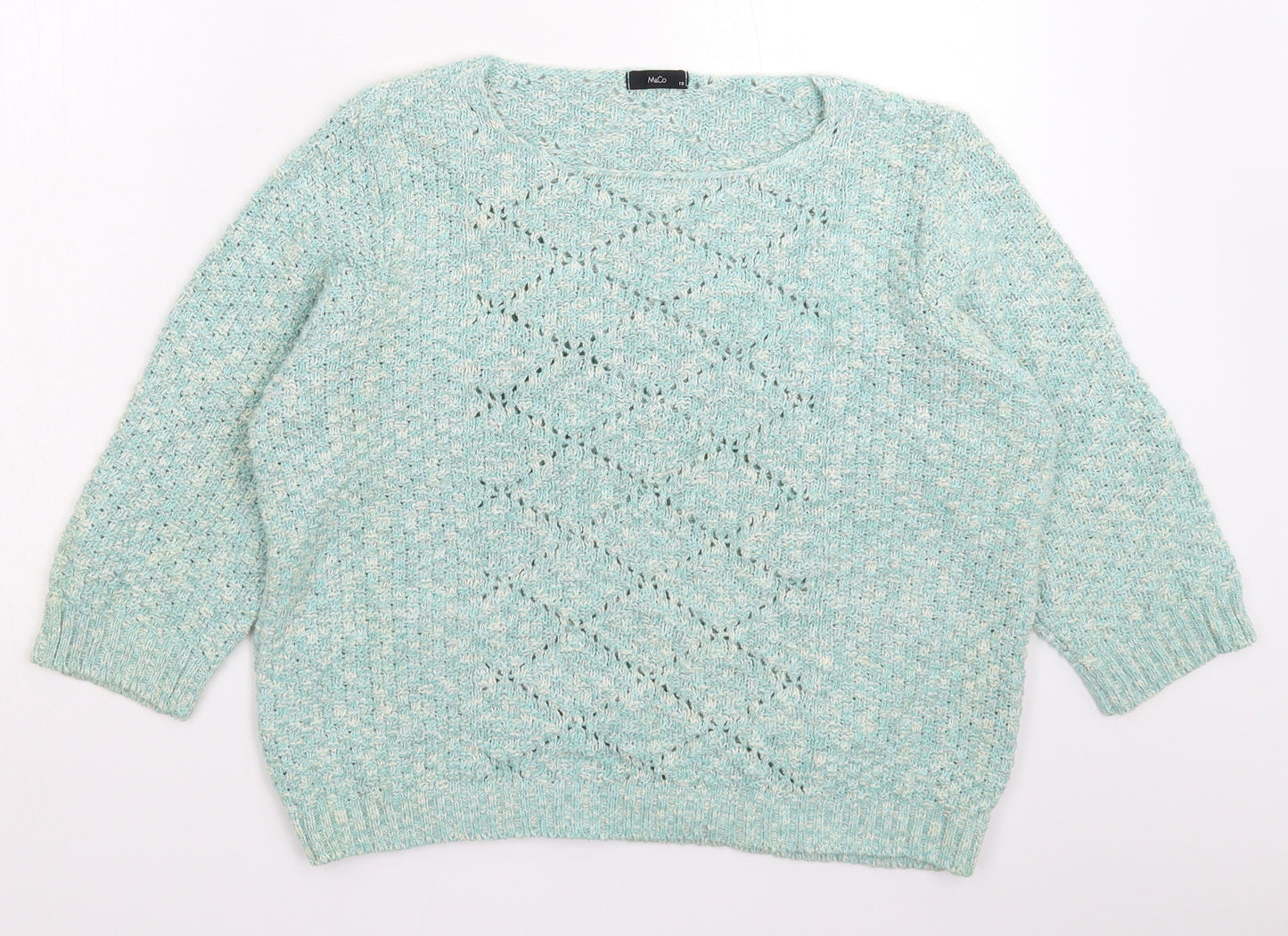 M&Co Womens Green  Knit Pullover Jumper Size 18