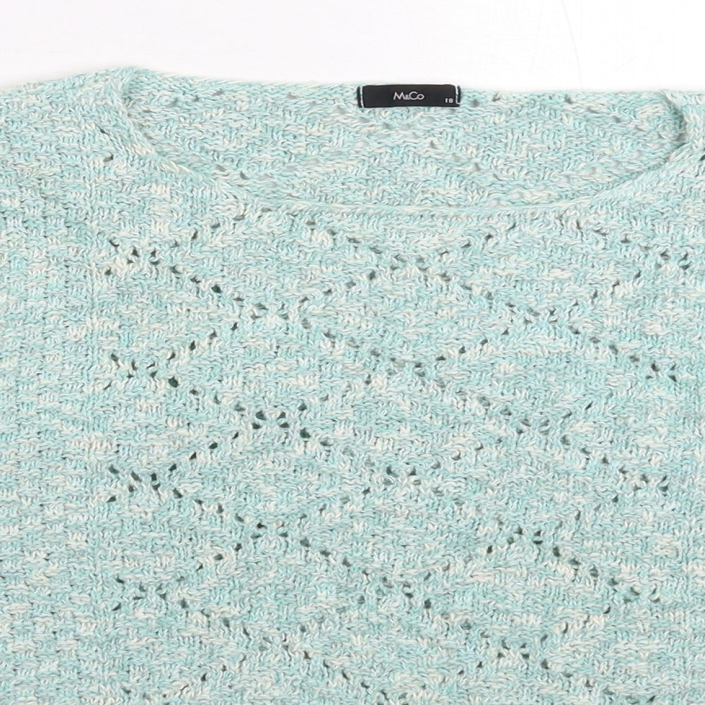 M&Co Womens Green  Knit Pullover Jumper Size 18