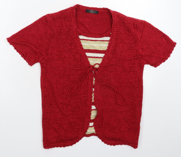 BM Womens Red Striped Knit Pullover Jumper Size S